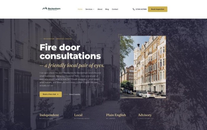 Beckenham Property Support website homepage