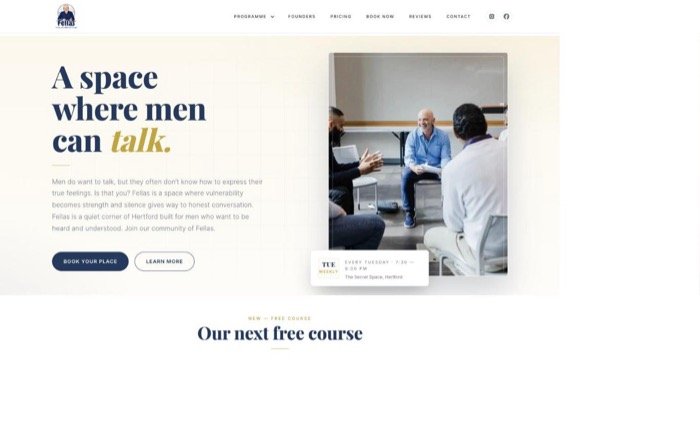 Fellas website homepage