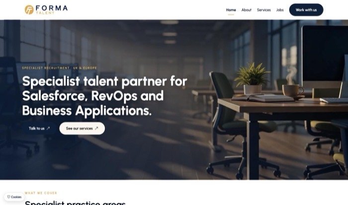 Forma Talent website homepage