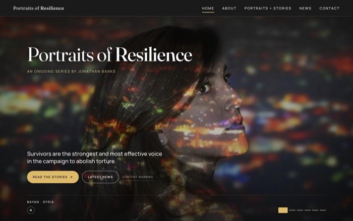 Portraits of Resilience website homepage